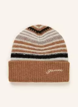 Шапка с альпакой Ganni, коричневый