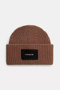 Шапка с добавлением шерсти Coach, коричневый