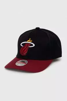 Шапка с козырьком с добавлением хлопка Miami Heat Mitchell&Ness, черный