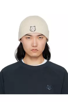 Шапка с лисьей головой Maison Kitsun, цвет paper