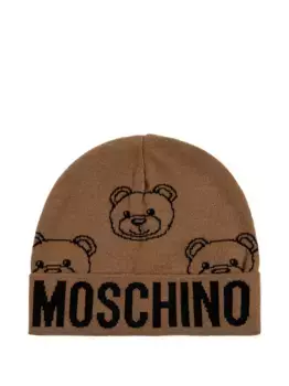 Шапка с логотипом и принтом Тедди Moschino, коричневый