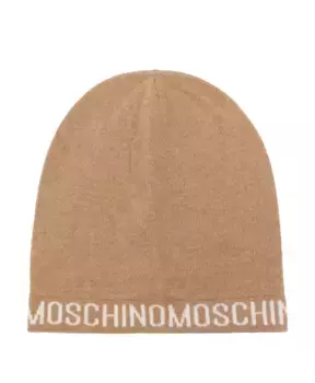 Шапка с логотипом Moschino, бежевый