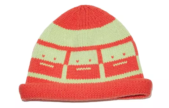 Шапка с логотипом в виде лица и интарсией Acne Studios, оранжевый/желтый