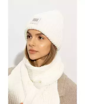 Шапка с нашивкой логотипом Ugg, бежевый