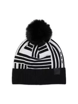 Шапка с отделкой из искусственного меха помпоном Karl Lagerfeld Paris, черный