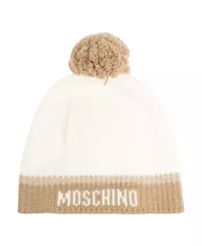 Шапка с помпоном Moschino, бежевый