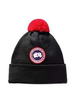 Шапка с помпоном с логотипом Little Kids Canada Goose, черный