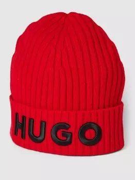 Шапка с пришитой этикеткой HUGO, красный