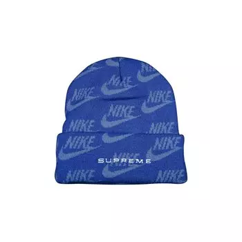 Шапка с жаккардовым логотипом Supreme x Nike, синяя