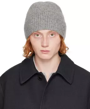 Шапка серая из шерсти альпаки и мериноса Dries Van Noten