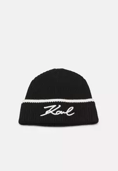Шапка SIGNATURE BEANIE KARL LAGERFELD, черный