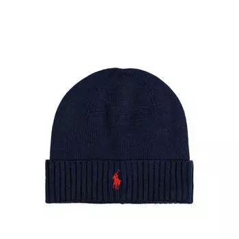 Шапка signature pony wool beanie Polo Ralph Lauren, синий