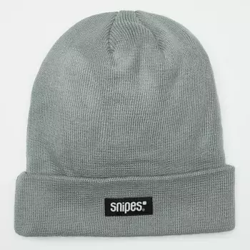 Шапка SNIPES Woven Basic Logo Beanie, серый