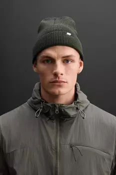 Шапка структурной вязки ZARA, темный хаки