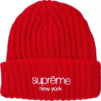 Шапка Supreme Classic Logo Chunky Ribbed 'Red', красный