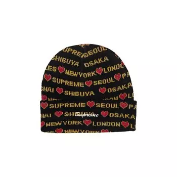 Шапка Supreme Hearts Beanie, черный
