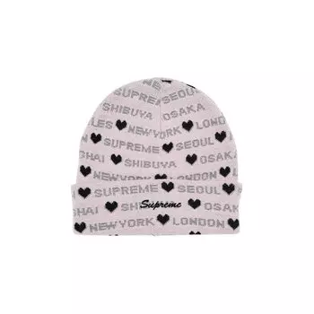 Шапка Supreme Hearts Beanie, цвет Light Pink