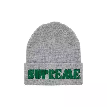Шапка Supreme Stencil Beanie, цвет Heather Grey