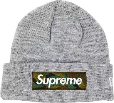 Шапка Supreme x New Era Box Logo 'Heather Grey', серый
