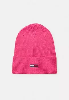 Шапка Tommy Jeans Шапка-бини с удлиненным флажком, цвет pink alert