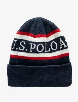 Шапка U.S. Polo Assn. Mens Wordmark Fleece Lined, темно-синий