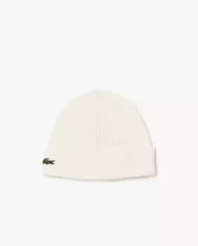 Шапка унисекс из шерсти в рубчик Lacoste, белый