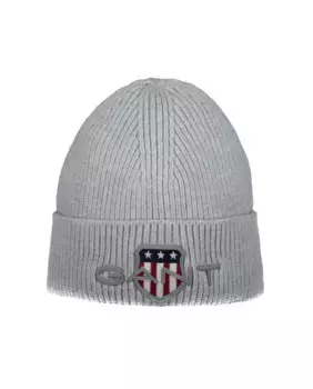 Шапка унисекс с манжетой и фирменной деталью Gant, черный