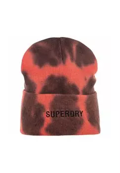 Шапка унисекс — ВИНТАЖНО-ОКРАШЕННАЯ ШАПКА, вязаная шапка, один размер, тай-дай Superdry., цвет Rot One Size