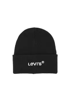Шапка унисекс - Wordmark Beanie, логотип, один размер, однотонная Levi's, цвет Schwarz One Size