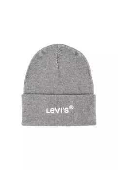 Шапка унисекс - Wordmark Beanie, логотип, один размер, однотонная Levi's, цвет Grau One Size
