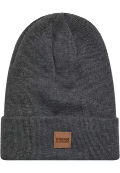 Шапка URBAN CLASSICS " Urban Classics Unisex Synthetic Leatherpatch Long Beanie" (1 шт.), цвет Charcoal