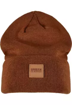Шапка URBAN CLASSICS " Urban Classics Unisex Synthetic Leatherpatch Long Beanie" (1 шт.), цвет Toffee