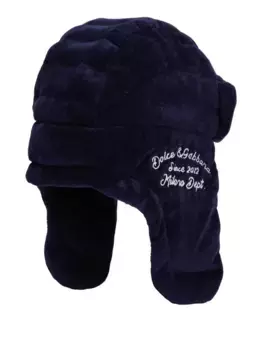 Шапка-ушанка с вышитым логотипом Dolce & Gabbana Kids, синий