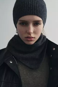 Шапка в ребристую тяжку ZARA, антрацитово-серый