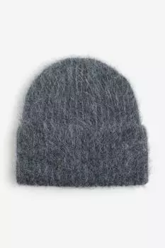 Шапка в рубчик из смесовой шерсти H&M, серый