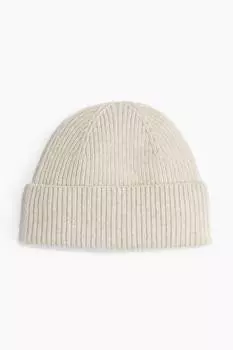 Шапка в рубчик из смесовой шерсти H&M, бежевый