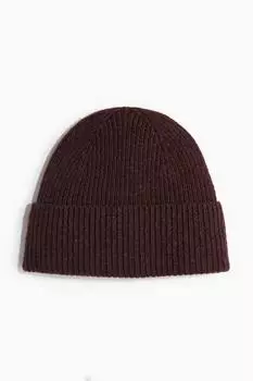 Шапка в рубчик из смесовой шерсти H&M, коричневый