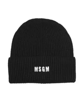 Шапка в рубчик с логотипом Msgm, черный