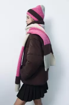 Шапка в рубчик ZARA, экрю
