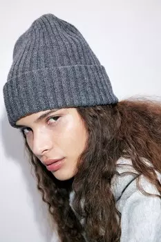 Шапка вязаная резинкой H&M, серый