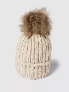шапка вязанной вязки с помпоном Kurt Beines, бежевый