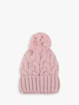 Шапка вязанной вязки с помпоном totes, розовый
