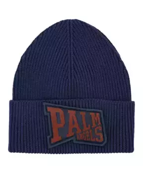 Шапка вязки Marine e в рубчик с вышитым логотипом Palm Angels, синий
