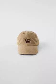 Шапка вышитая с стиркой ZARA, цвет light camel