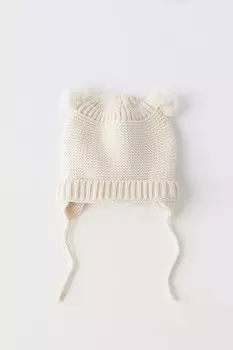 Шапка ZARA Knit, кремовый