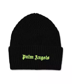 Шапка женская Palm Angels шерстяная с вышивкой логотипа, черный