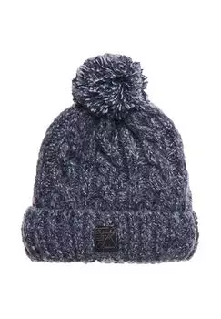Шапка женская - TWEED CABLE BEANIE, вязаная шапка, один размер, однотонная Superdry., цвет Dunkelblau Tweed One Size