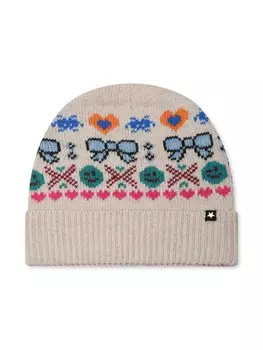 Шапочка-бини с интарсией Molo, нейтральный цвет