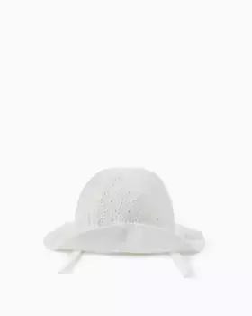 Шапочка для девочки с английской вышивкой и складным козырьком Zippy, белый