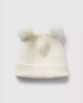 Шапочка для девочки с ребристым помпоном Gap, белый